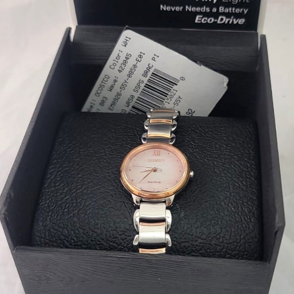 Citizen EM0926-55Y Eco-Drive Women's 28mm Rose/Silver S/Steel Classic Watch NWOT